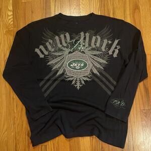 y2k New York Jests Waffle Knit Thermal Double Sided Shirt  NFL PRO LINE 2XL